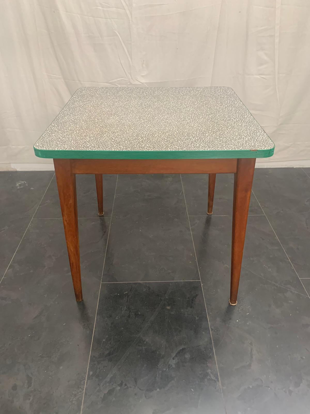 Mid-Century Modern Table with Green Mosaic Laminate Top, 1950s For Sale