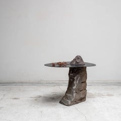 Table with Iron Top and Antique Stone, Japan, Wabi-Sabi