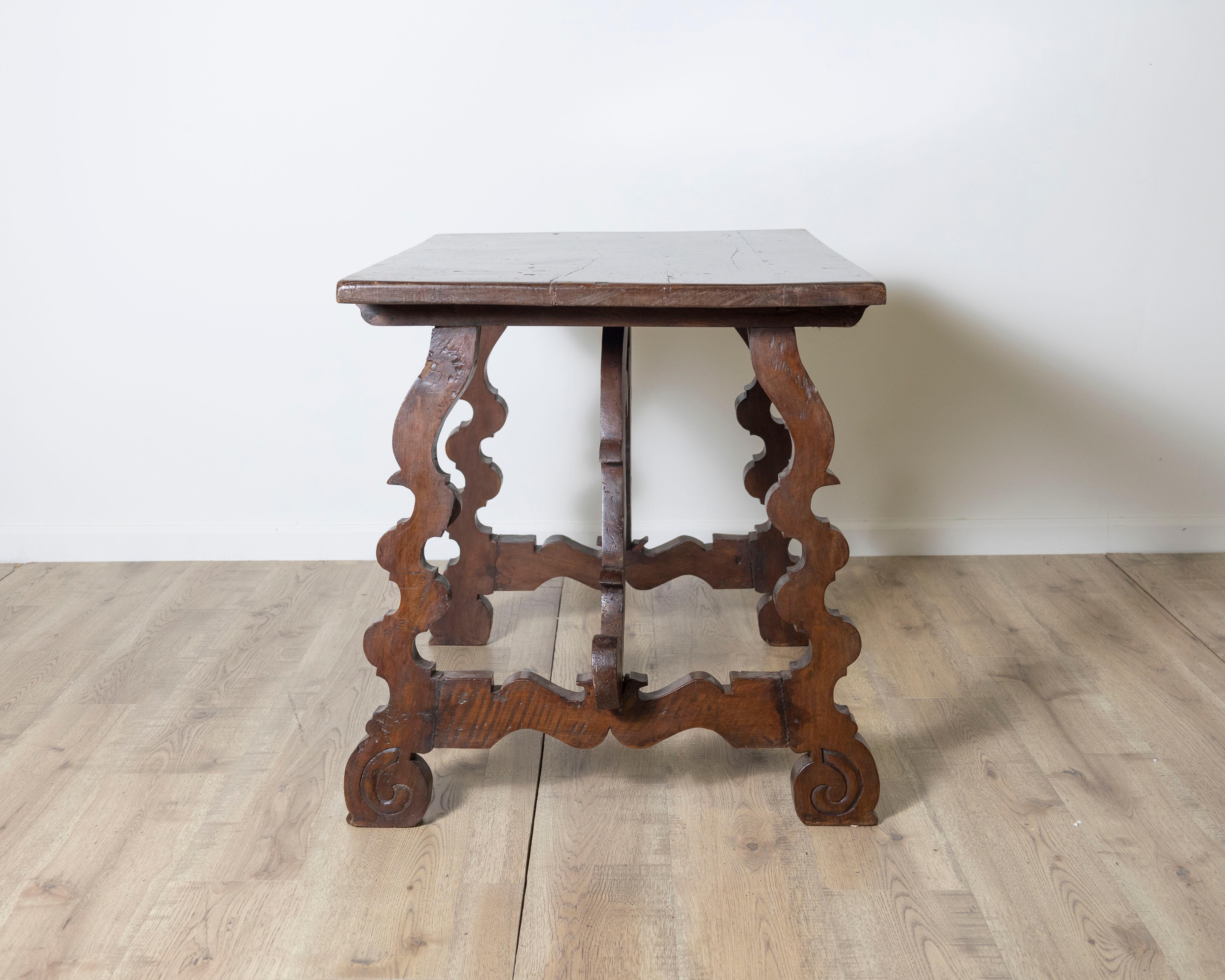 Table With Lyre Legs In Solid Walnut For Sale 2