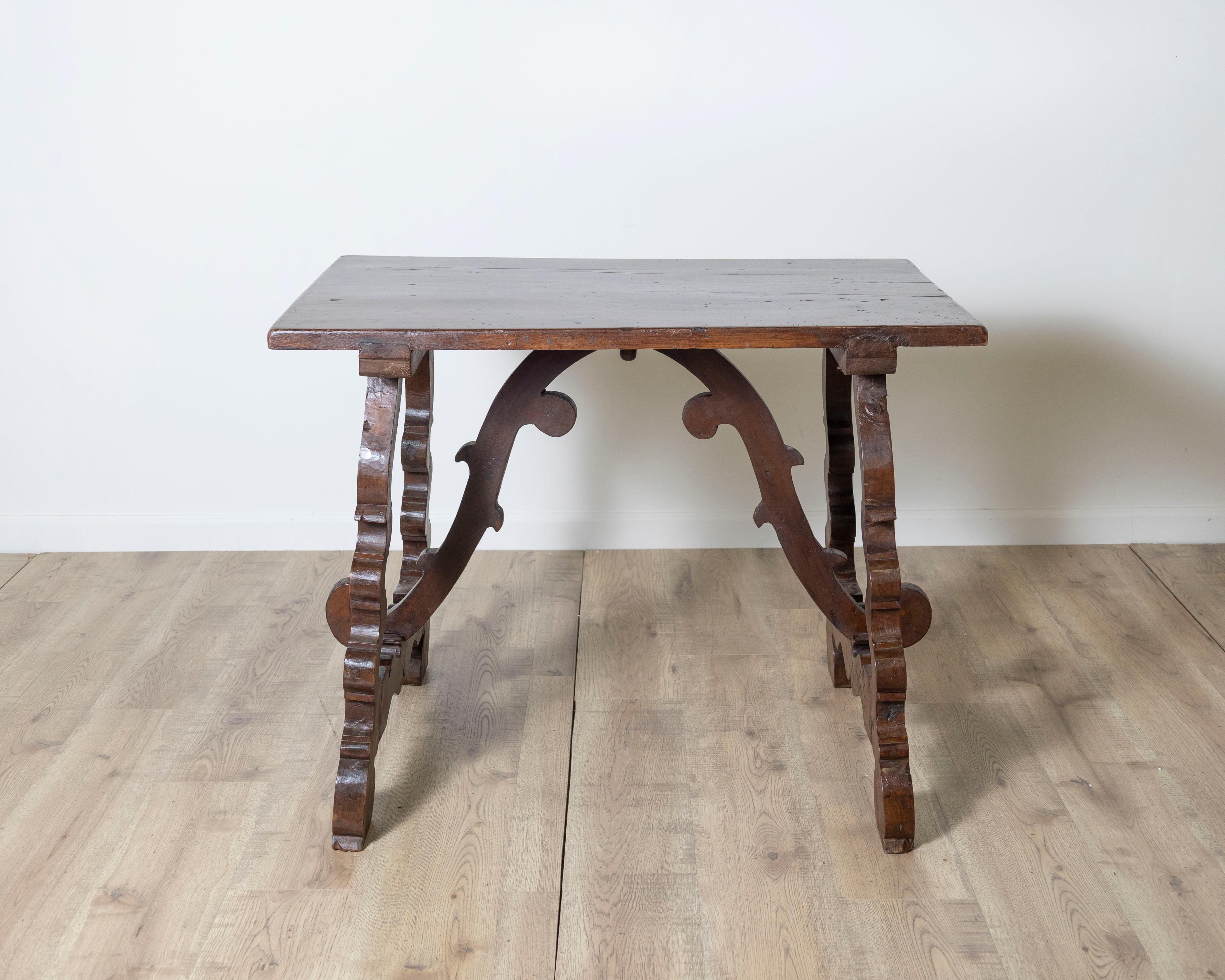 Table With Lyre Legs In Solid Walnut For Sale 3