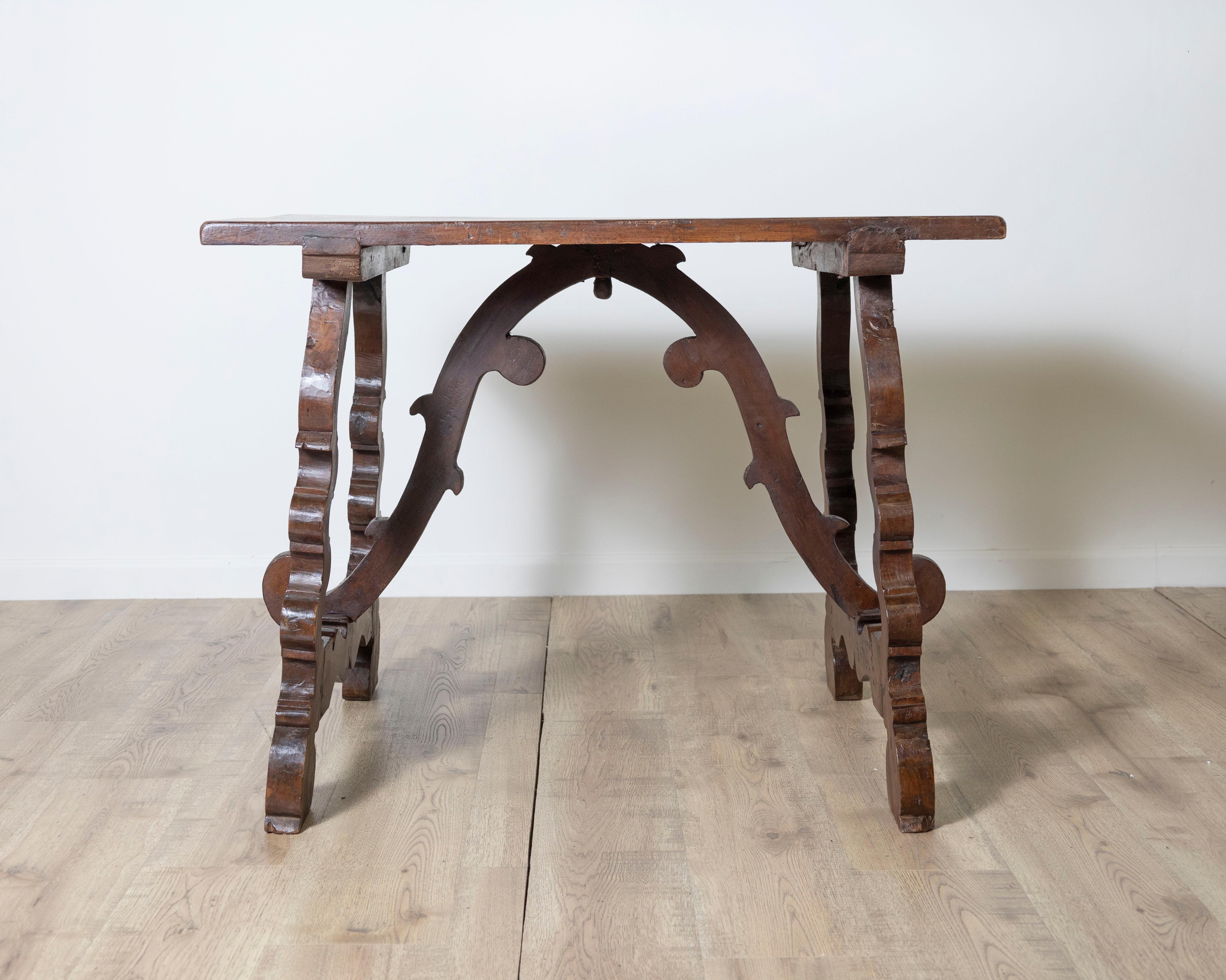 Table With Lyre Legs In Solid Walnut For Sale 4