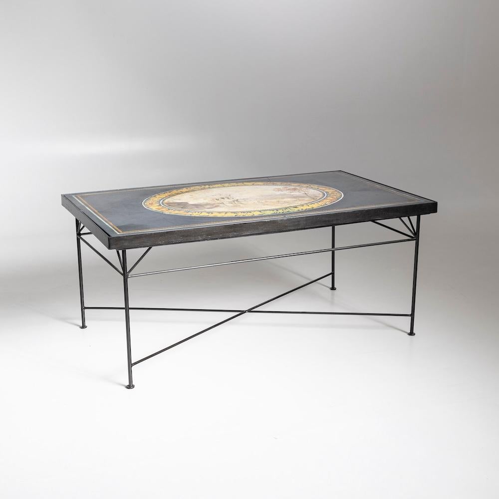 italien Table avec plateau en Scagliola, Italie, 2e moitié du 19e siècle en vente