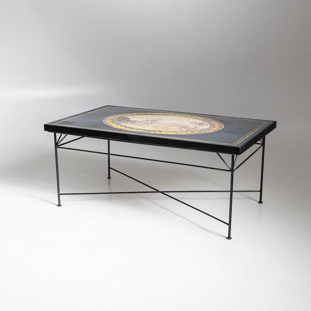 Laqué Table avec plateau en Scagliola, Italie, 2e moitié du 19e siècle en vente