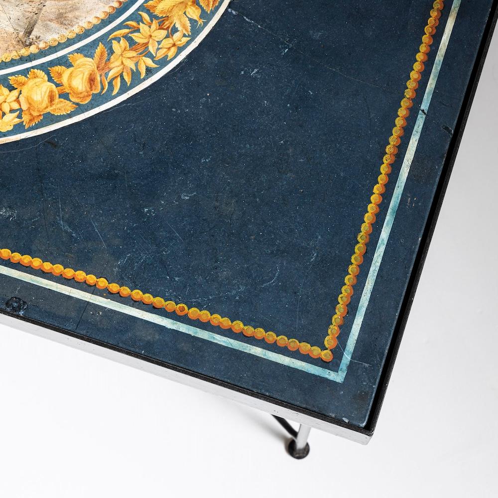 Métal Table avec plateau en Scagliola, Italie, 2e moitié du 19e siècle en vente