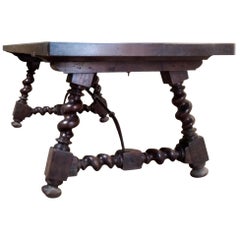 Table with Solomonic Leg Walnut Wood, Metal 20th Century