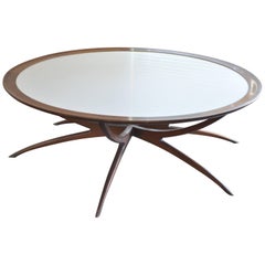 Table with Spider Leg Base and Milk Glass Top Attributed to Carlo di Carli