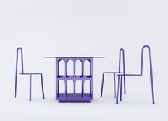 Table with Storage by Crosby Studios, Metal with Purple Powder Coating, 2018