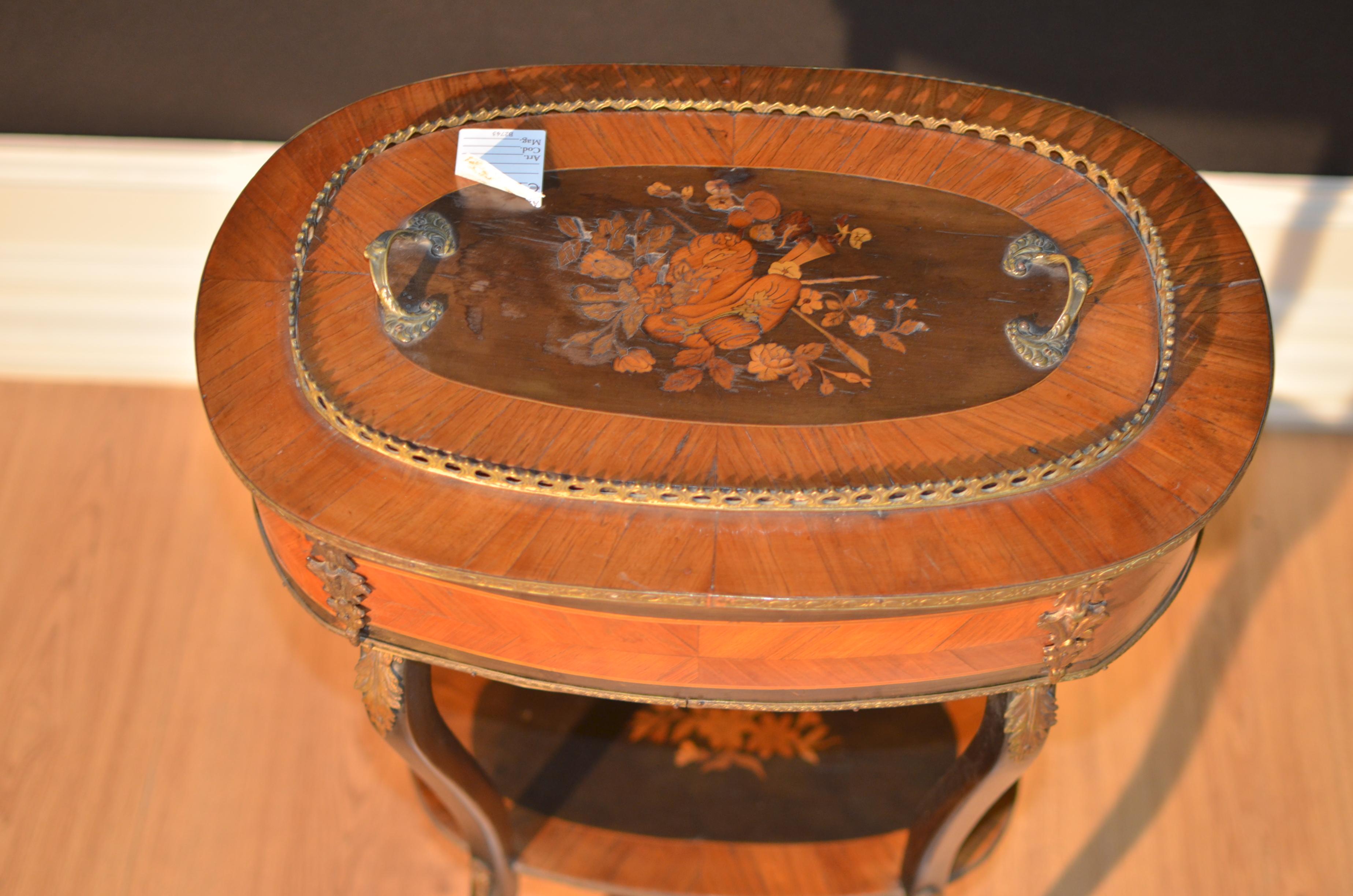Table with Suaglass Napoleon III Inlaid in French Rosewood, 1880 For Sale 1