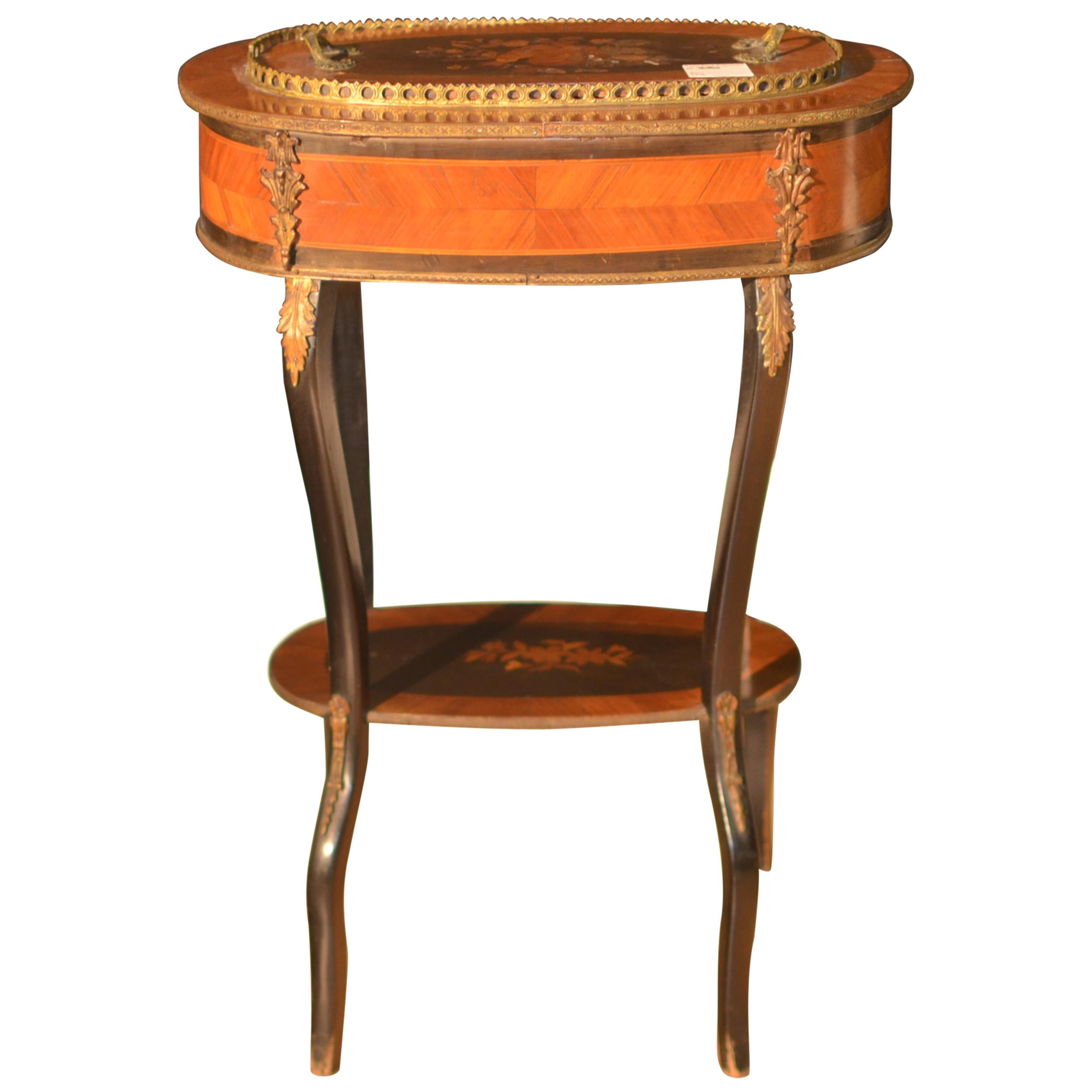 Table with Suaglass Napoleon III Inlaid in French Rosewood, 1880 For Sale