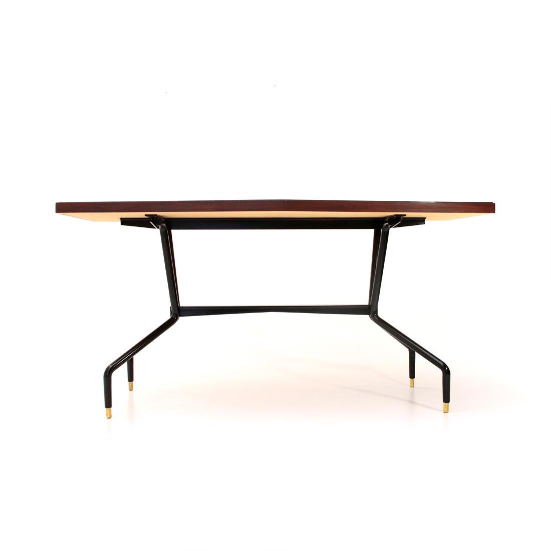 Table with Teak and Glass Top, 1950s In Good Condition In Savona, IT