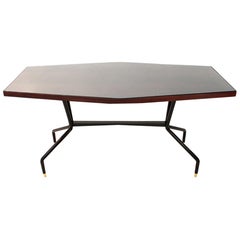 Table with Teak and Glass Top, 1950s