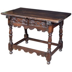 Table with Turned Leg, Walnut, Possibly Castille, Spain, 17th Century