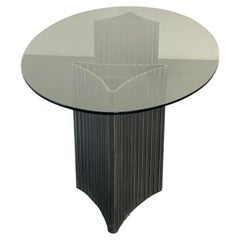 Table with Two Steel Bases and Glass Top, 1970s