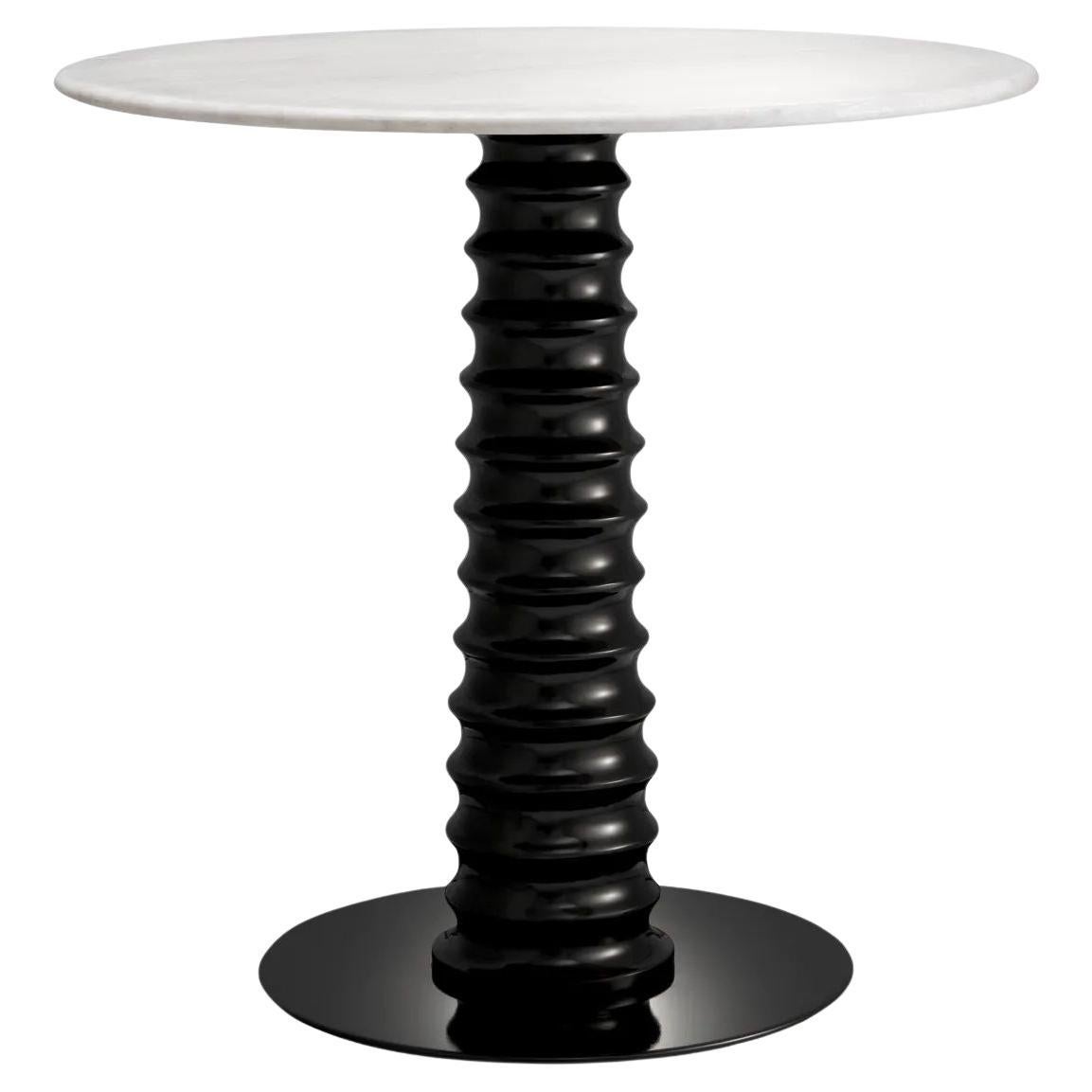 Table with White Marble Top and Black Finish