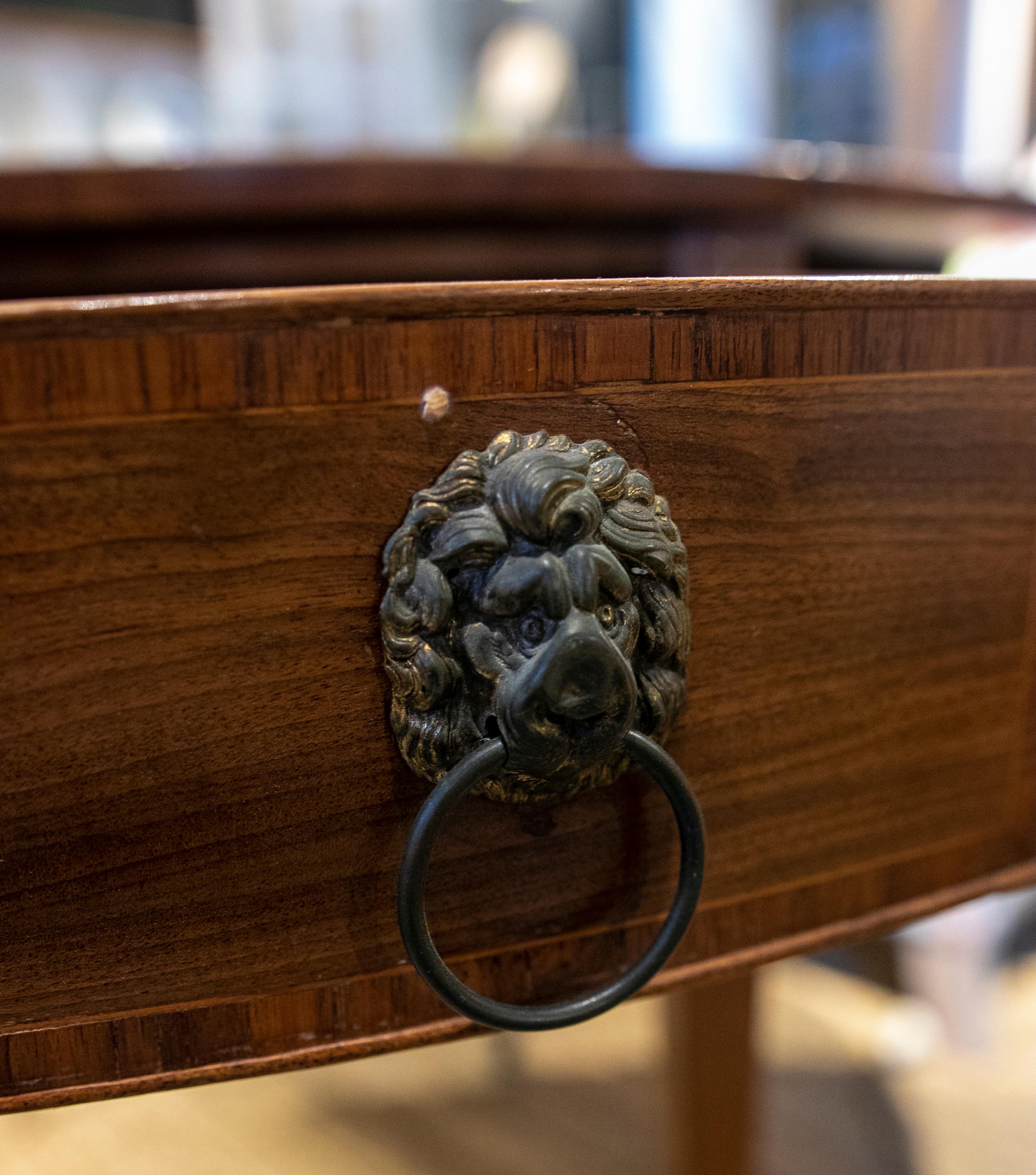 Table with Wings and Drawers on the Sides with Folding Laterales and Handles In Good Condition In Marbella, ES