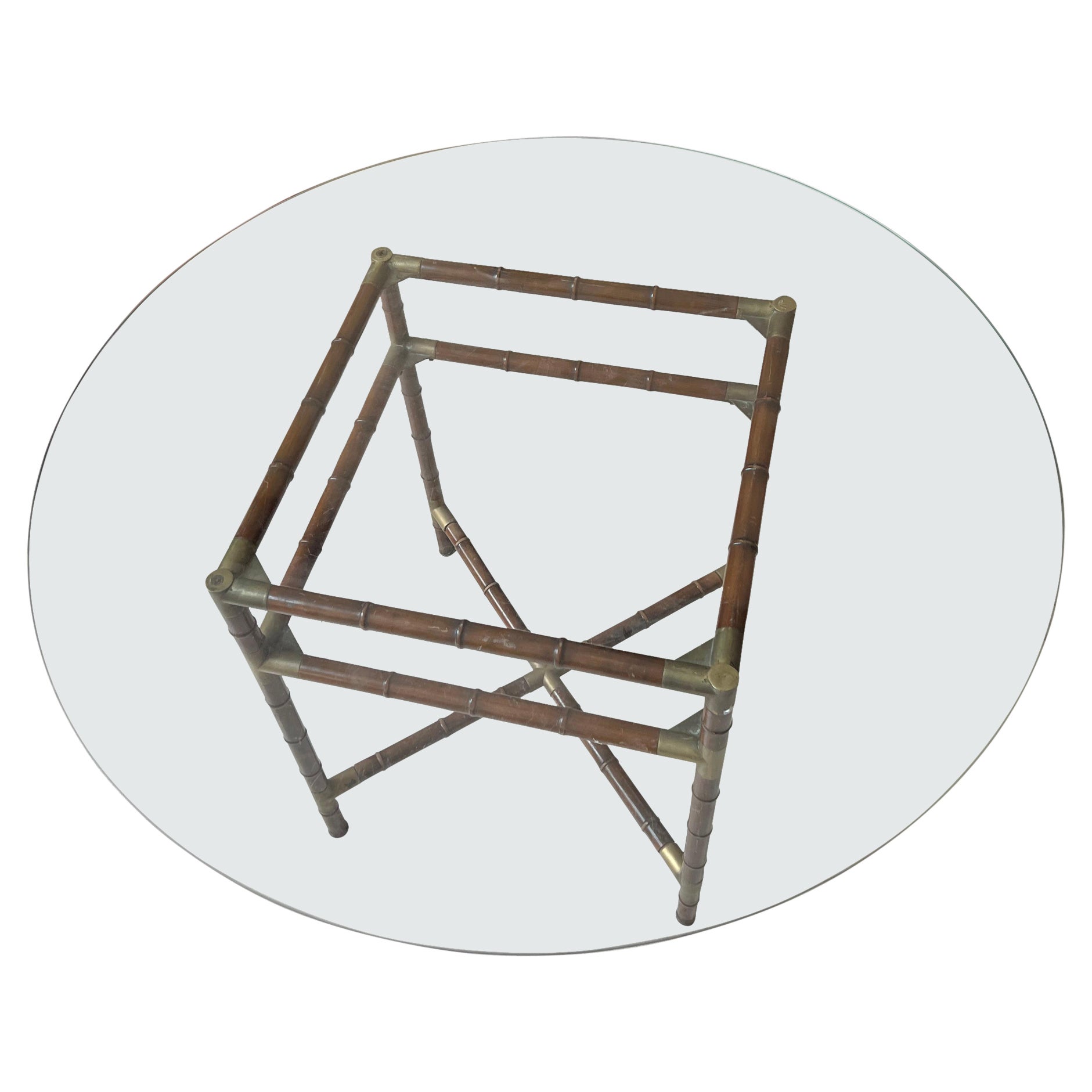 Table with Wood, glass and Bronze For Sale