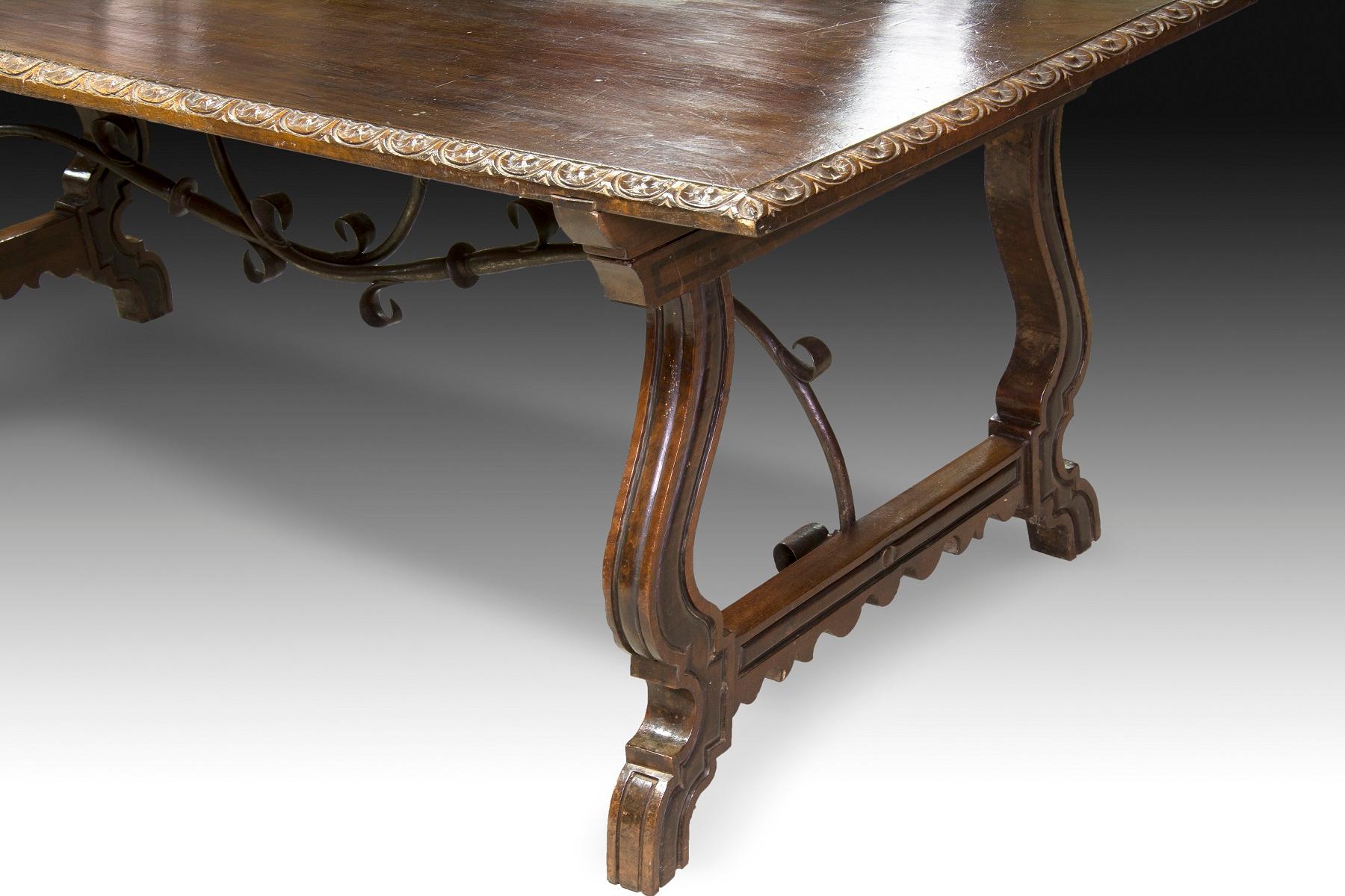Spanish Table, Wood, Iron Fasteners, Spain, 18th Century For Sale