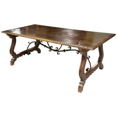 Used Table, Wood, Iron Fasteners, Spain, 18th Century