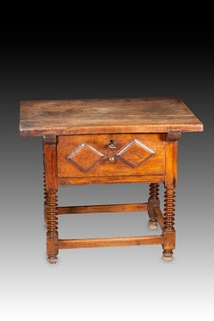 Table. Wood, iron. Guadalajara area, Spain, 17th century.