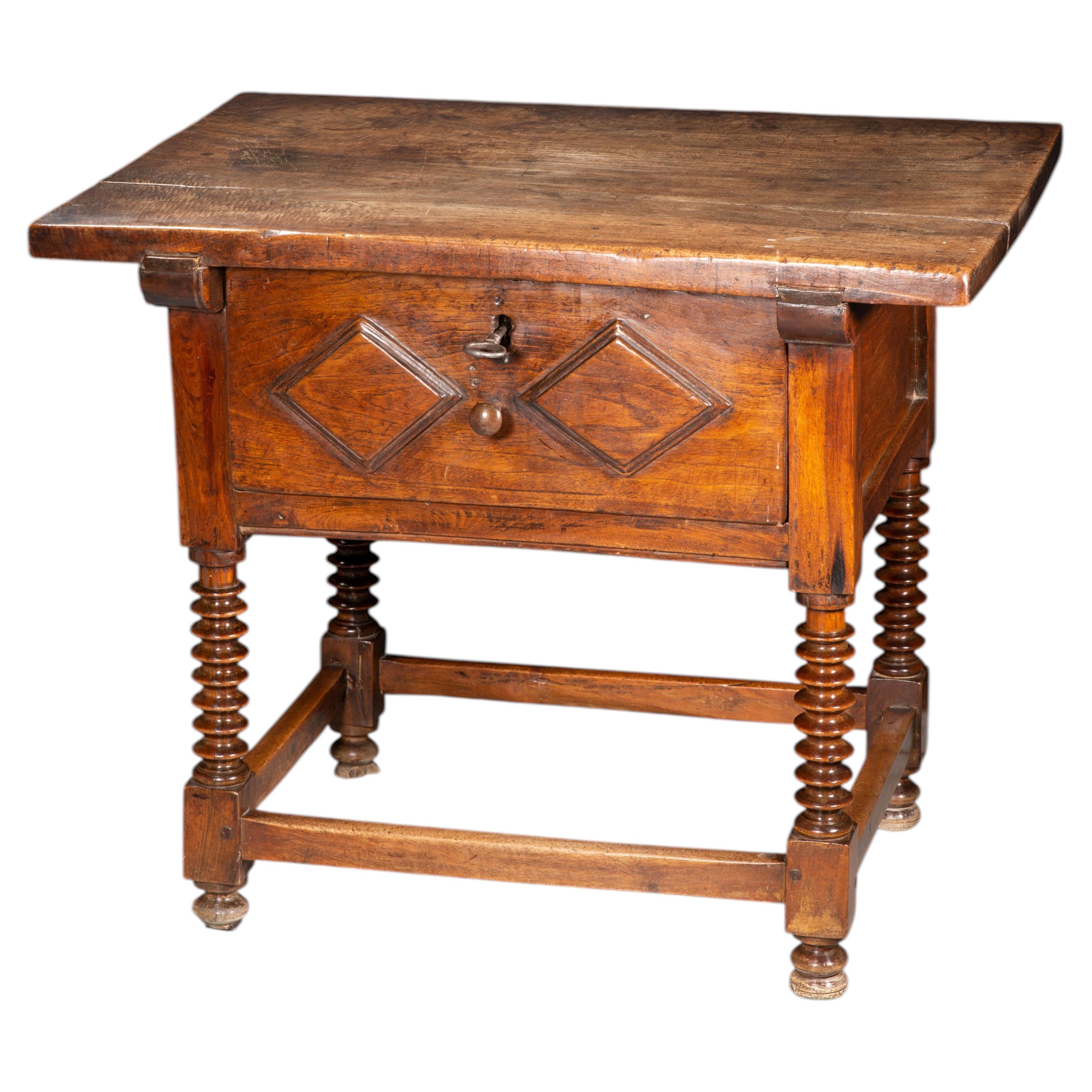 Table. Wood, iron. Guadalajara area, Spain, 17th century. For Sale