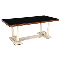 Table Wood Marble Glass, Italy, 1950s