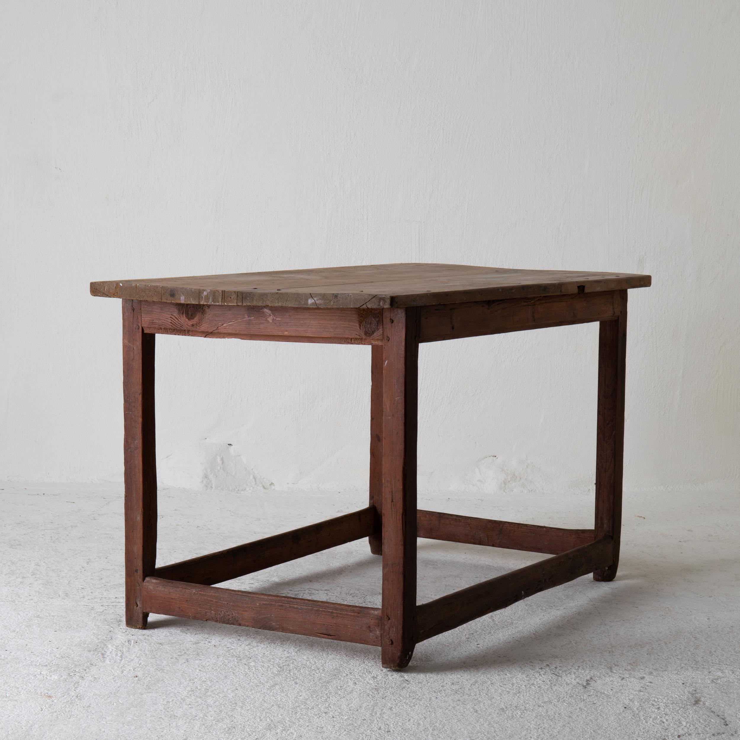 Table Work Table Swedish Rustic 18th Century Red Brown Sweden 6