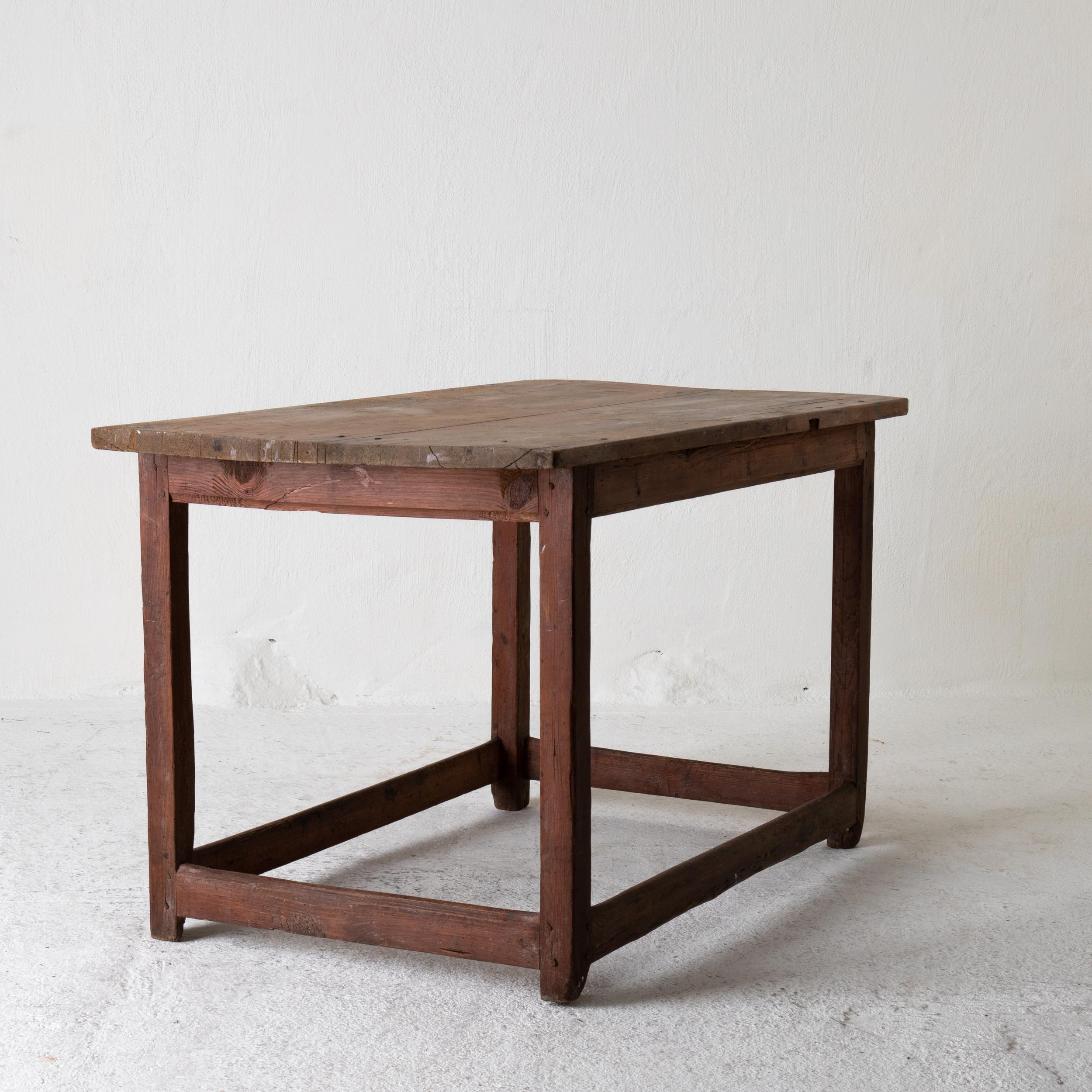 Table Work Table Swedish Rustic 18th Century Red Brown Sweden 8