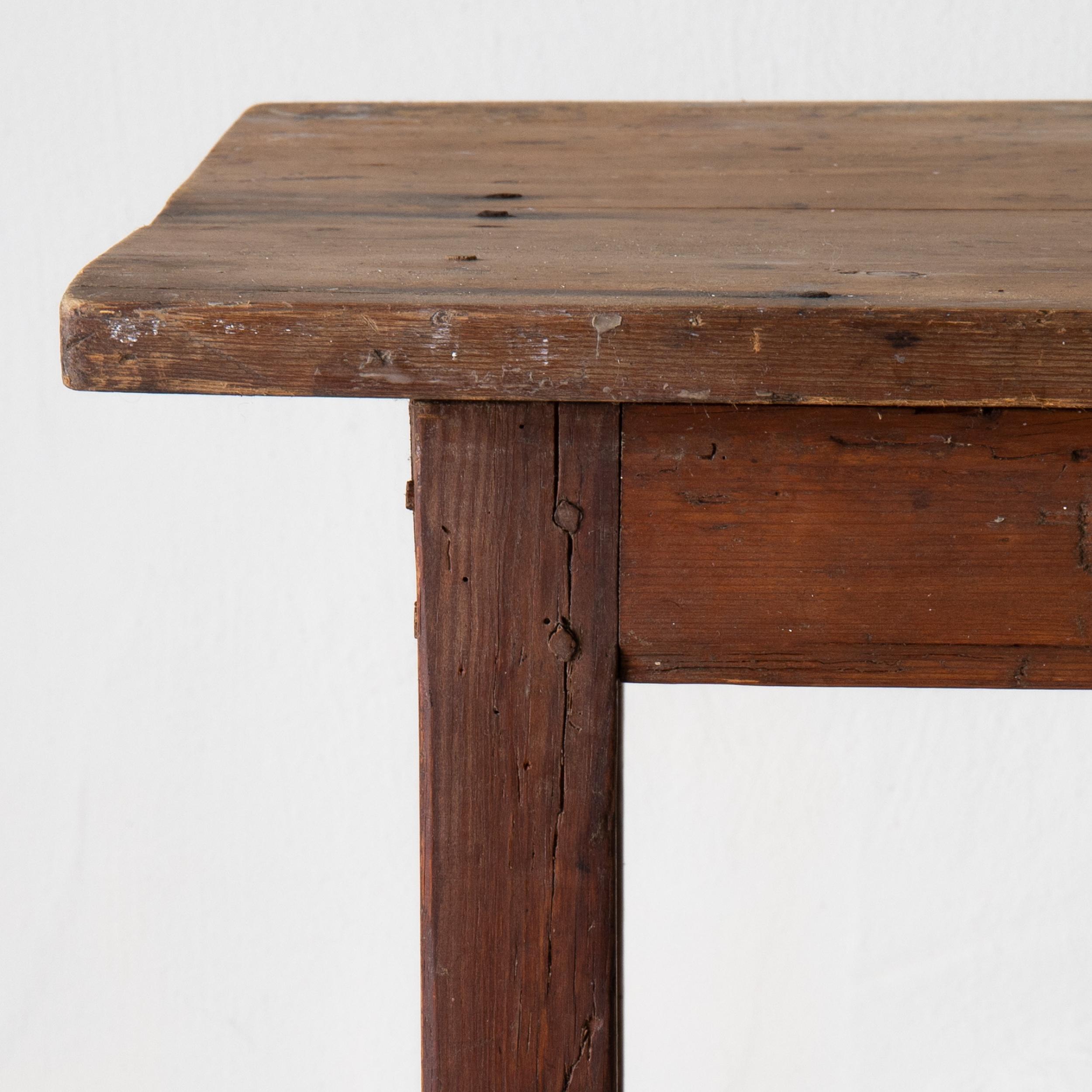 Folk Art Table Work Table Swedish Rustic 18th Century Red Brown Sweden