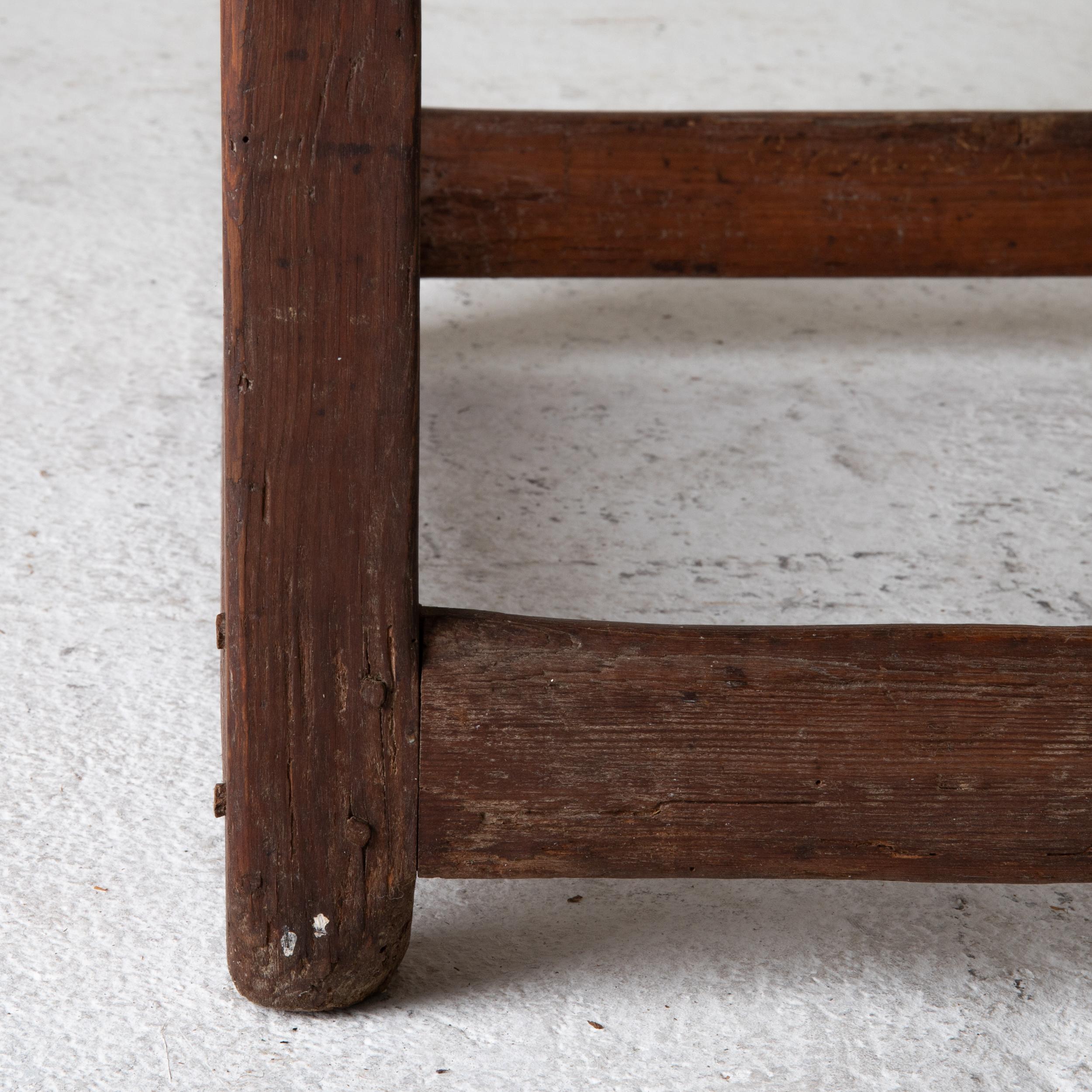 Wood Table Work Table Swedish Rustic 18th Century Red Brown Sweden