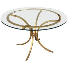 Table Wrought Iron Gold Leaf by Robert and Roger Thibier, France, 1960s