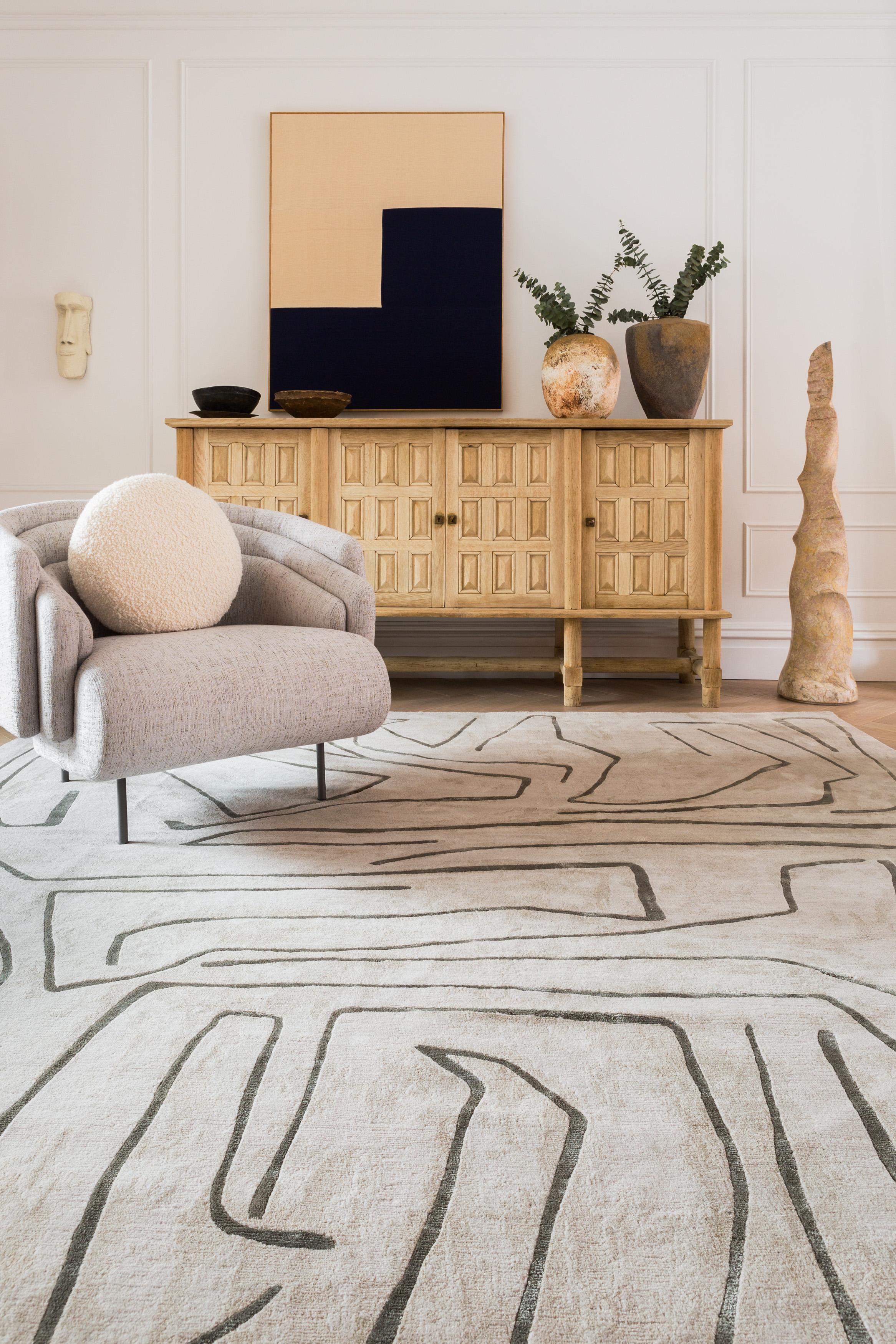 Tischau-Teppich aus handgeknüpfter Wolle und Seide von Kelly Wearstler im Angebot 3