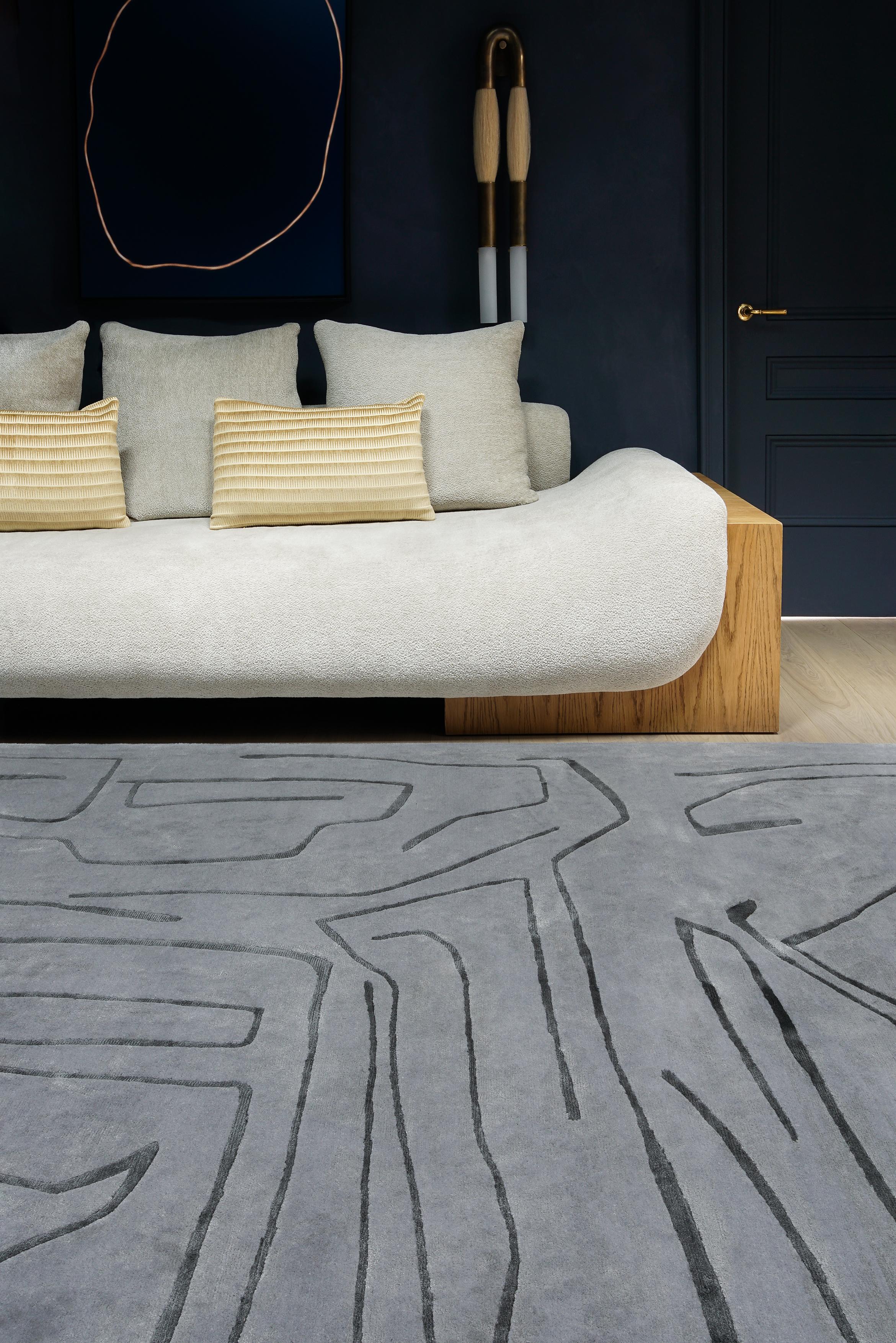 Tischau-Teppich aus handgeknüpfter Wolle und Seide von Kelly Wearstler im Angebot 6