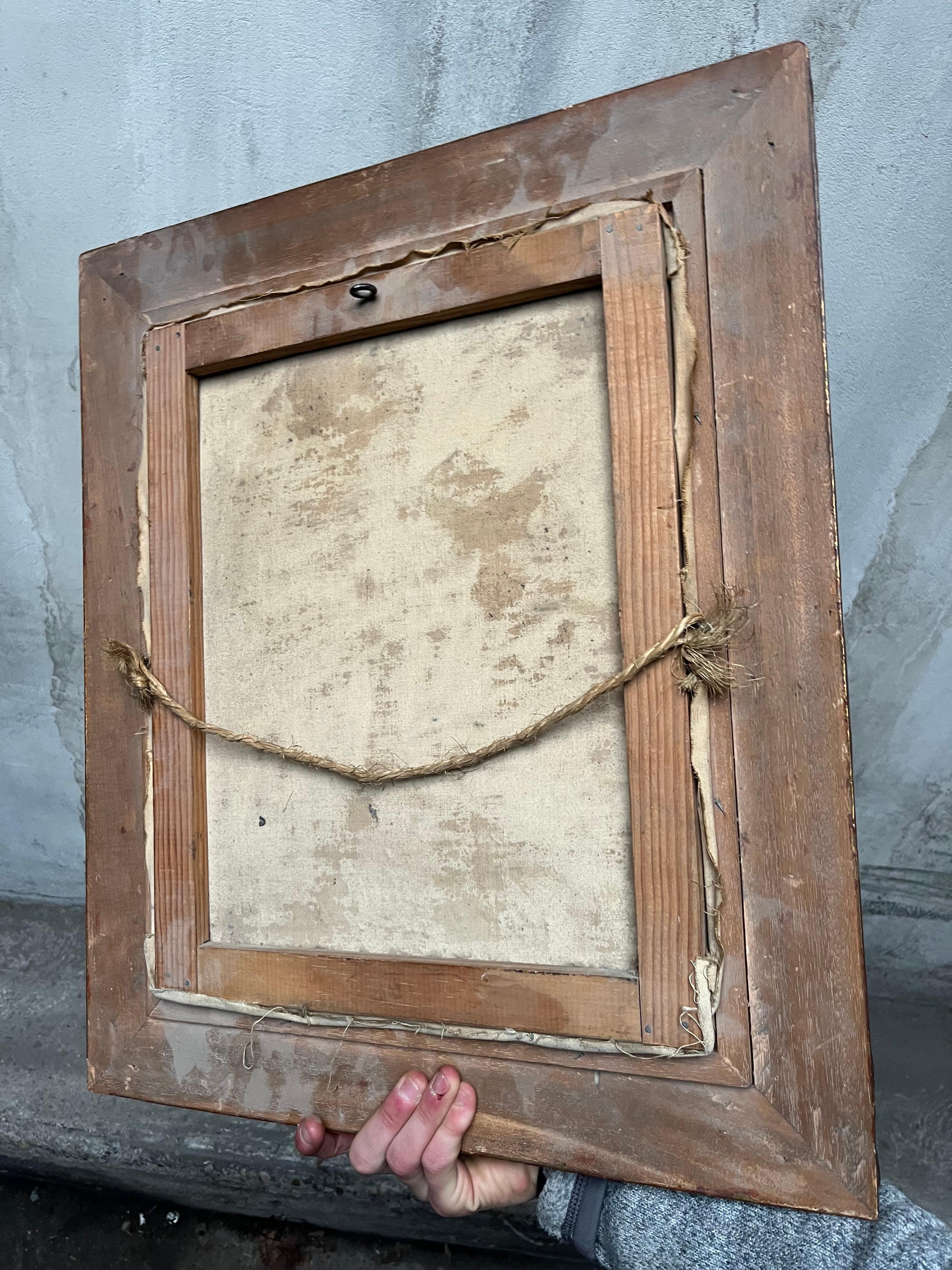 Superbe tableau huile sur toile ancien des années 1950/1960 joliment encadré. 

Signé par l'artiste mais illisible, ce tableau procure un sentiment à la personne qui le regarde. joliment encadré avec son cadre en bois doré.

Il est dans un d'usage