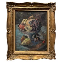 Tableau ancien des années 1960 nature morte au bouquet de fleurs