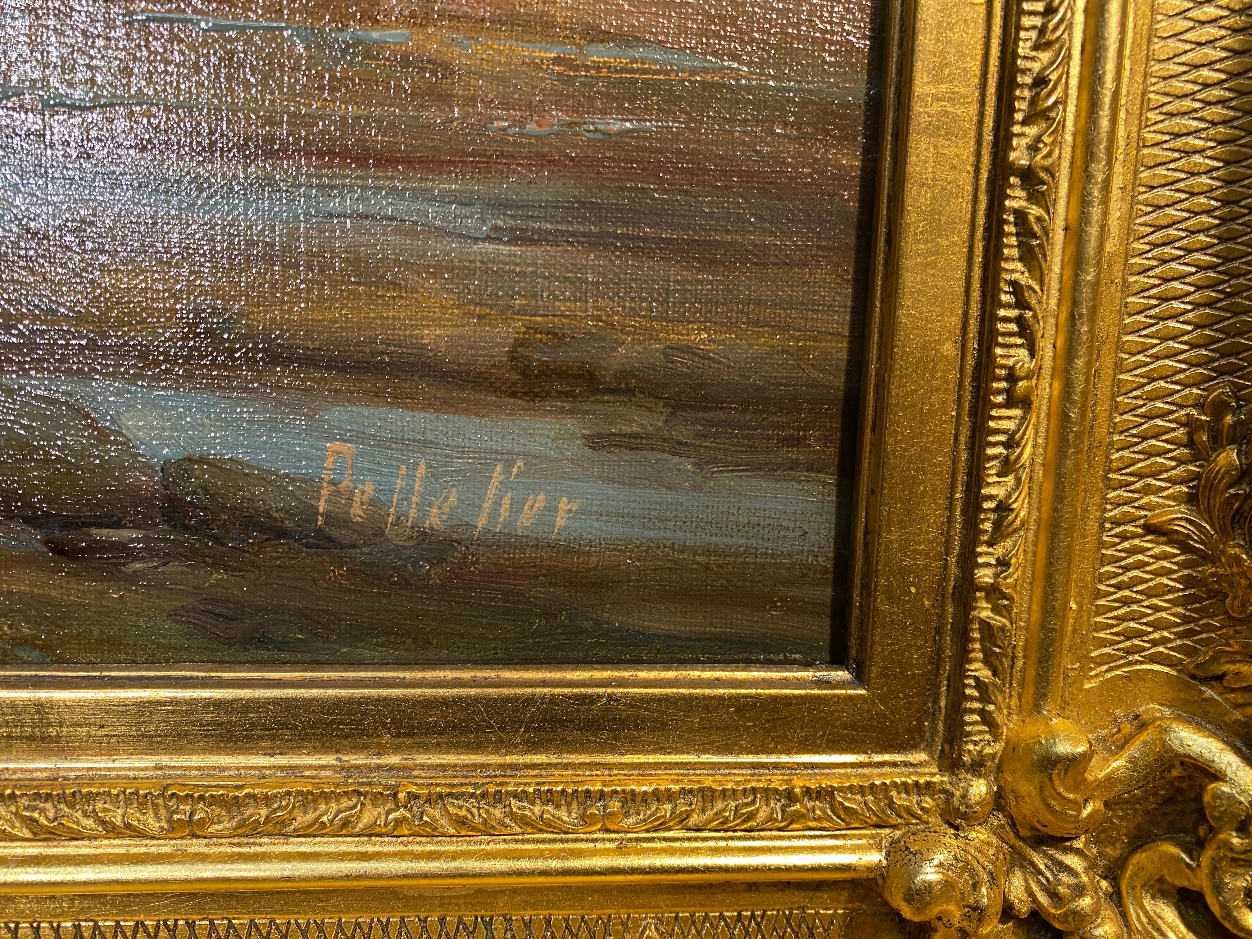 Gemälde, Öl auf Leinwand, Französische Landschaft am Meer, von Pierre Jacques Pelletier im Angebot 7