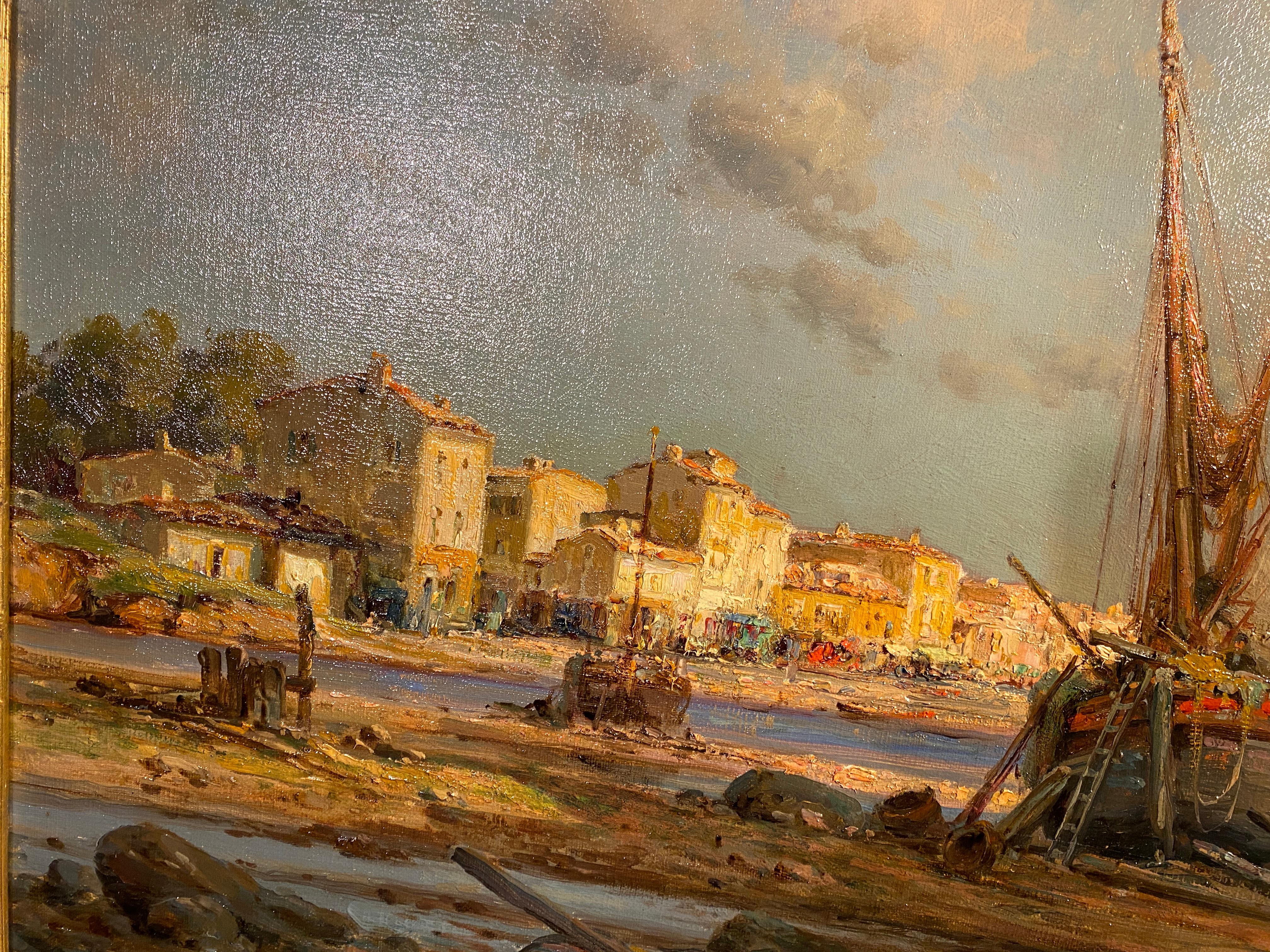Peinture à l'huile sur toile, paysage français de bord de mer par Pierre Jacques Pelletier Bon état - En vente à VERSAILLES, FR