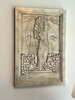 Art Deco Tableau in Silver Depicting a Woman Silhouette