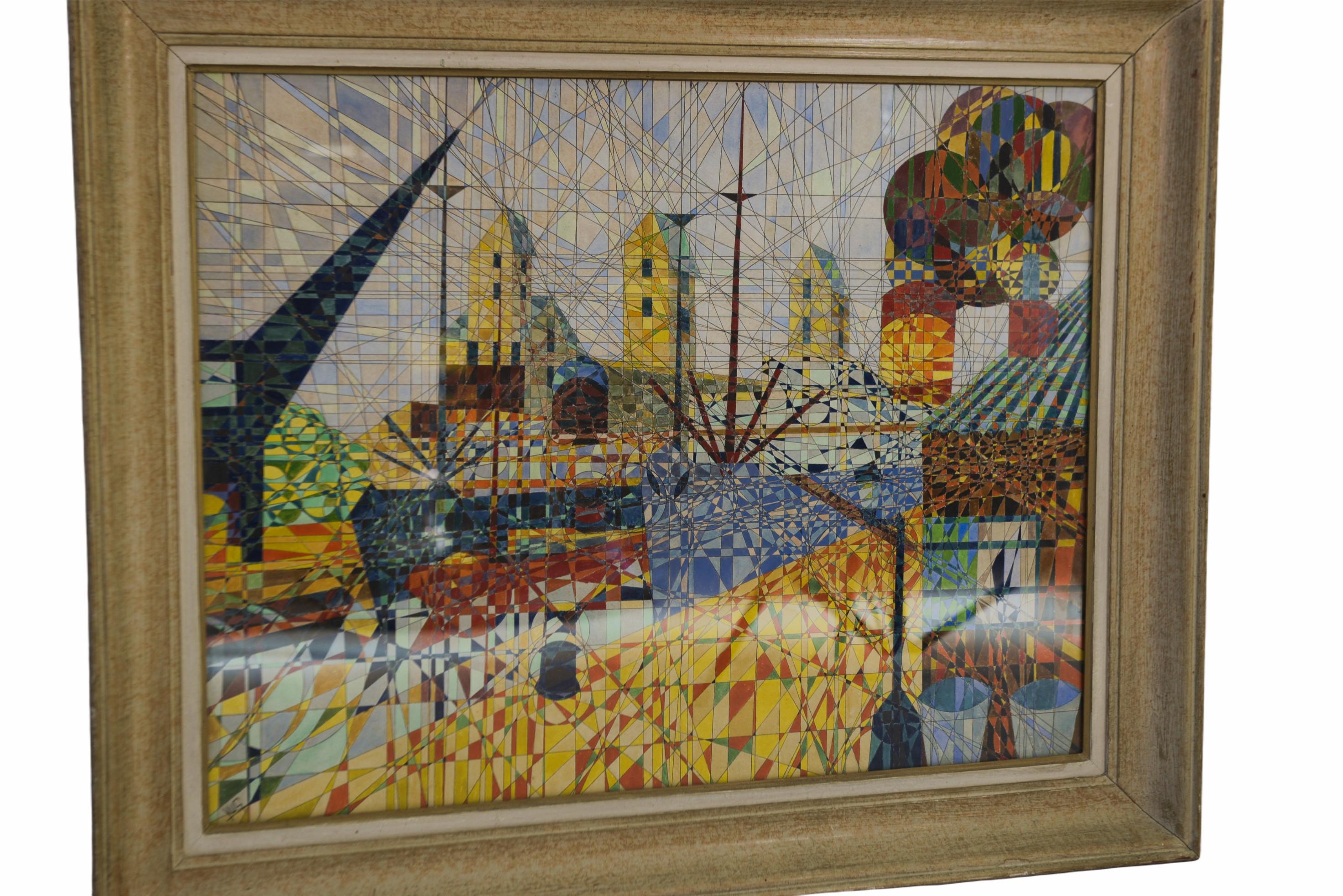 Tableau Stil Cubiste signé YUS 1960er Jahre im Angebot 1