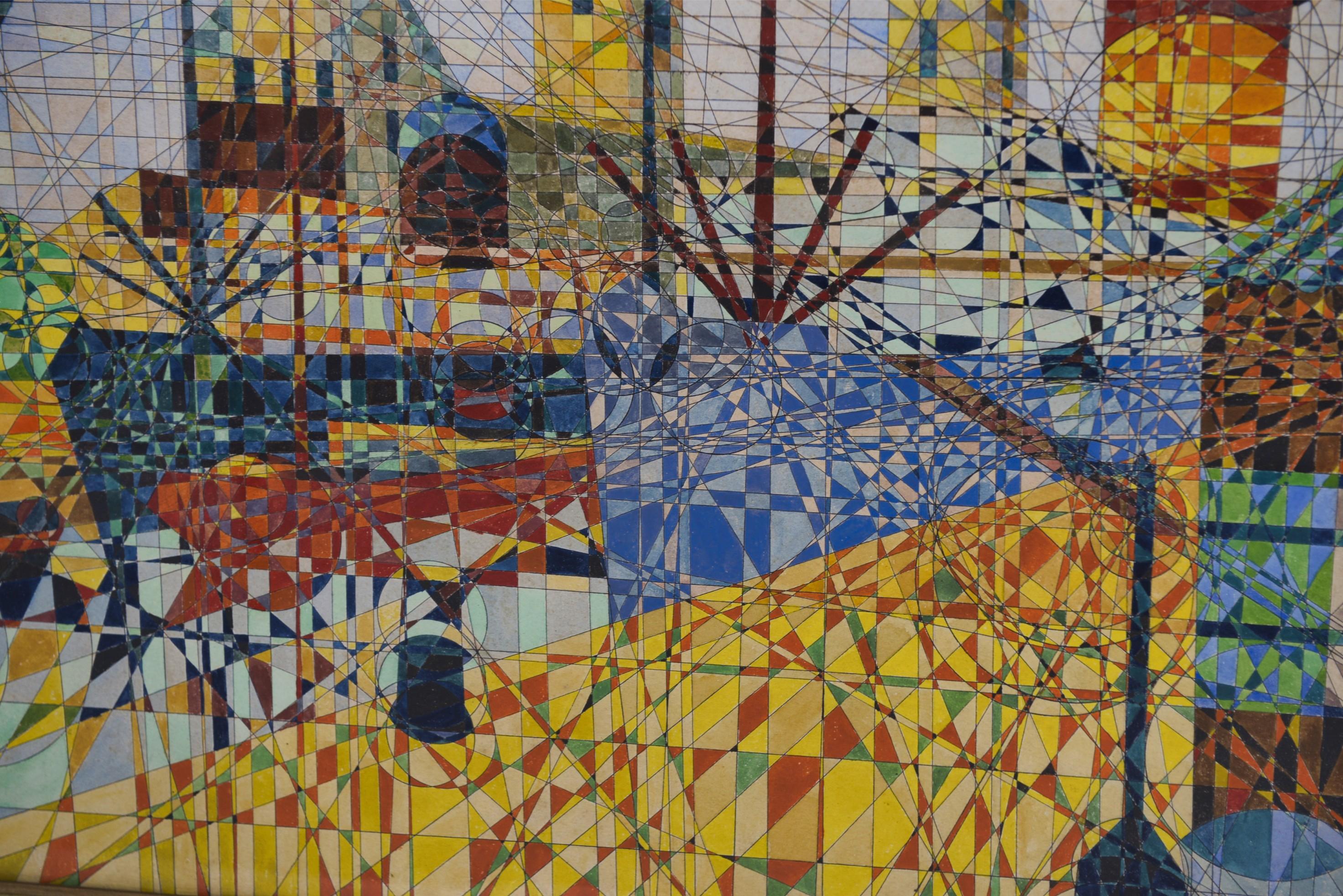 Tableau Stil Cubiste signé YUS 1960er Jahre im Angebot 4