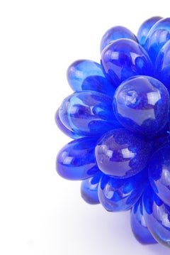 Tablelamp or floorlamp from mouthblown glassdrops - midnight blue