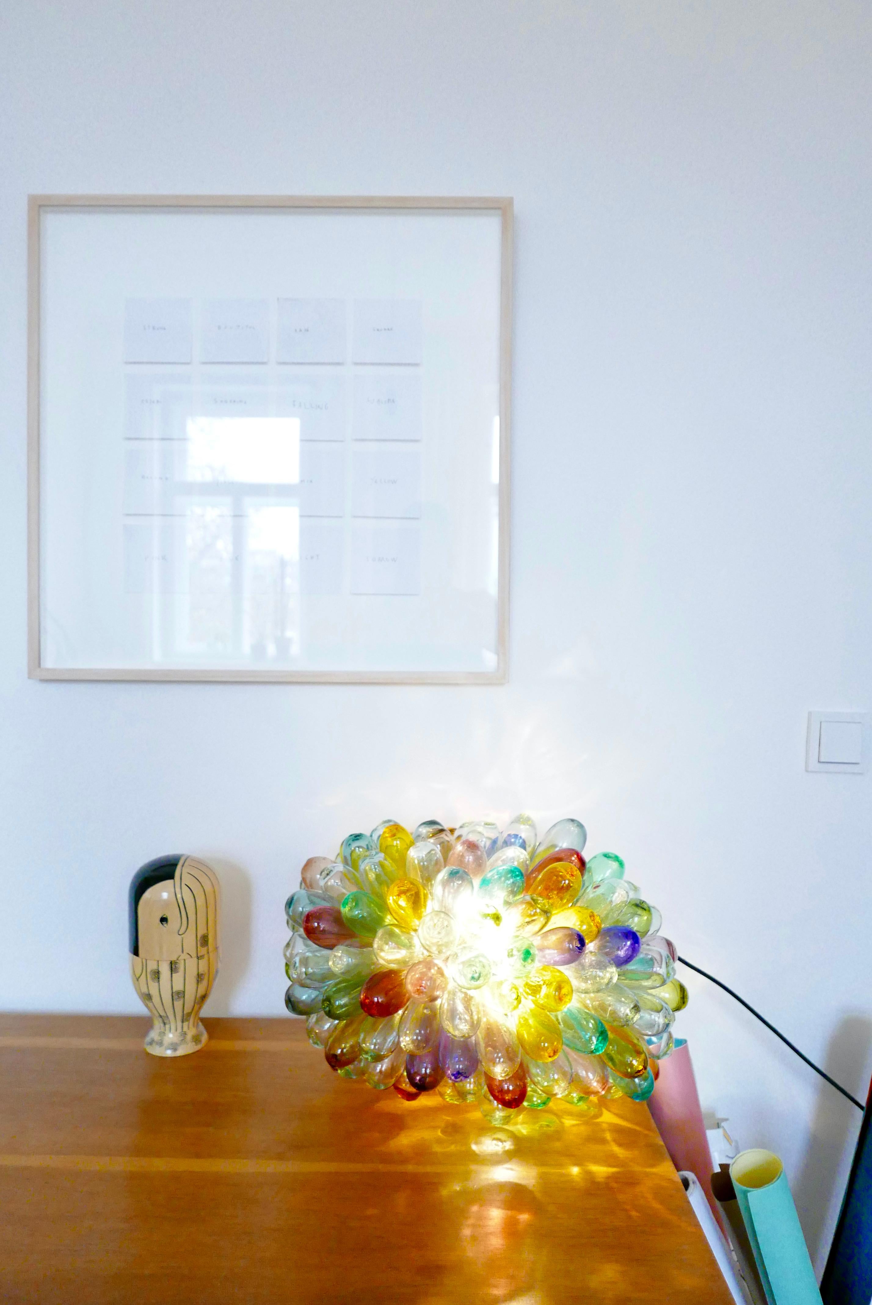 Space Age Tablelamp or Floorlamp from Mouthblown Glassdrops - Rainbow For Sale