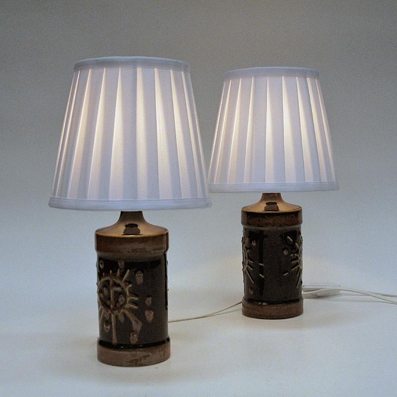 Swedish Tablelamp pair Fibula in glazed ceramic by Carl Harry Stålhane, Sweden 1960s