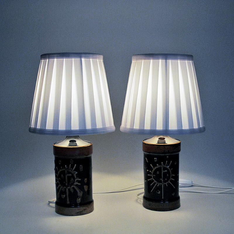 Glazed Tablelamp pair Fibula in glazed ceramic by Carl Harry Stålhane, Sweden 1960s