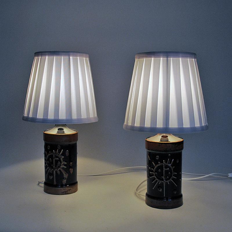 Tablelamp pair Fibula in glazed ceramic by Carl Harry Stålhane, Sweden 1960s In Good Condition In Stockholm, SE