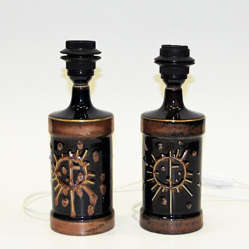 Tablelamp pair Fibula in glazed ceramic by Carl Harry Stålhane, Sweden 1960s 1