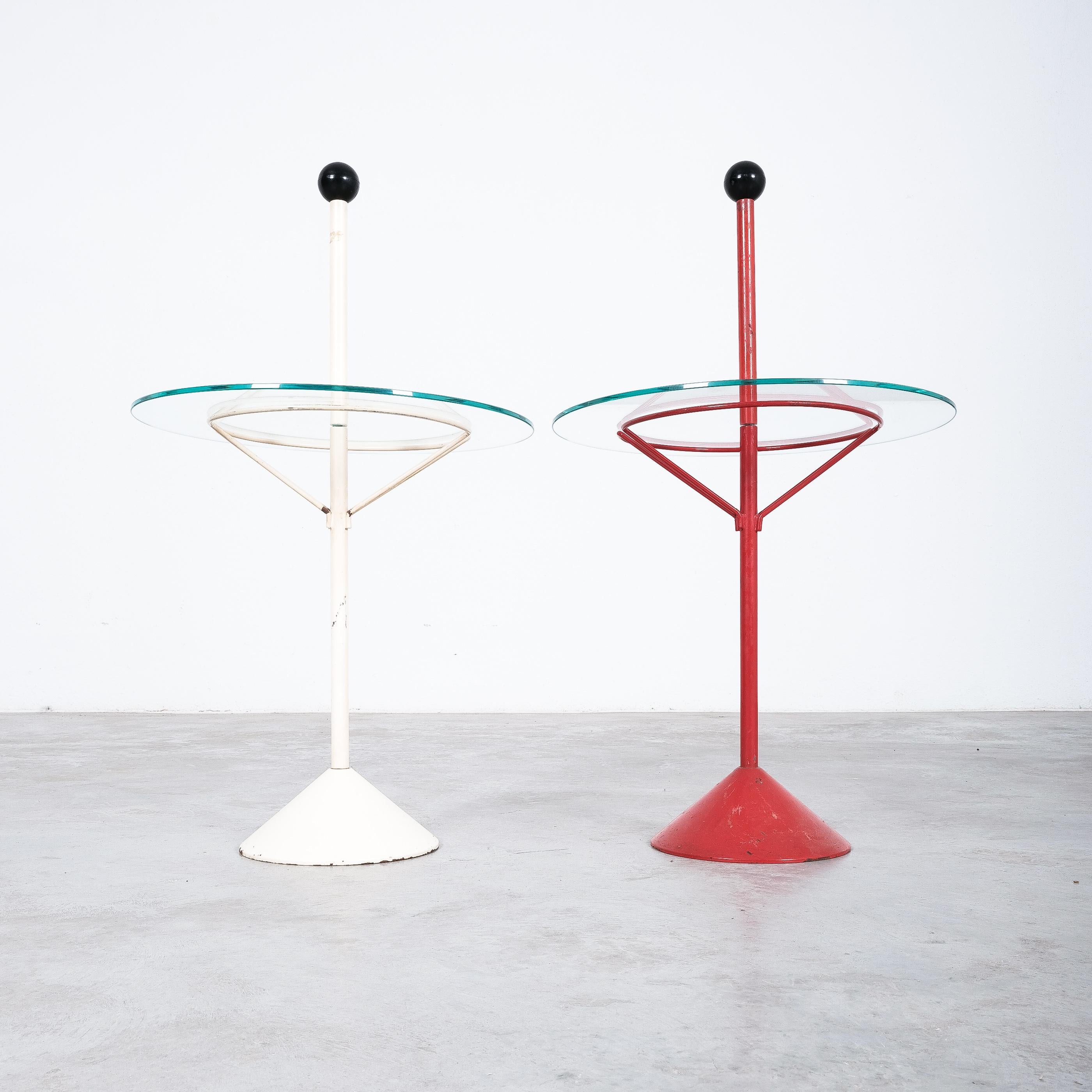 Tables From Metal Red And White Glass, Italy, circa 1970 For Sale 3
