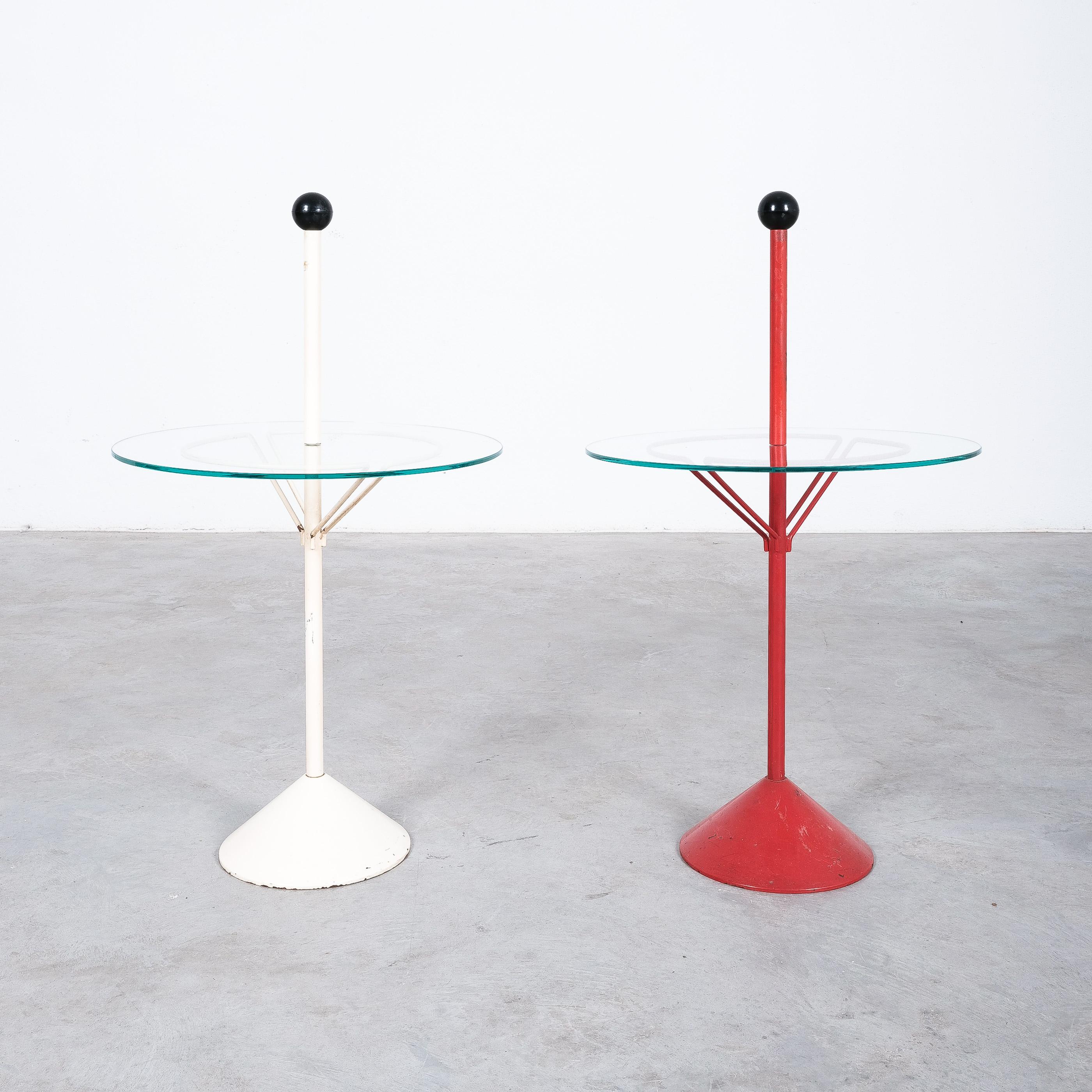 Tables From Metal Red And White Glass, Italy, circa 1970 For Sale 4
