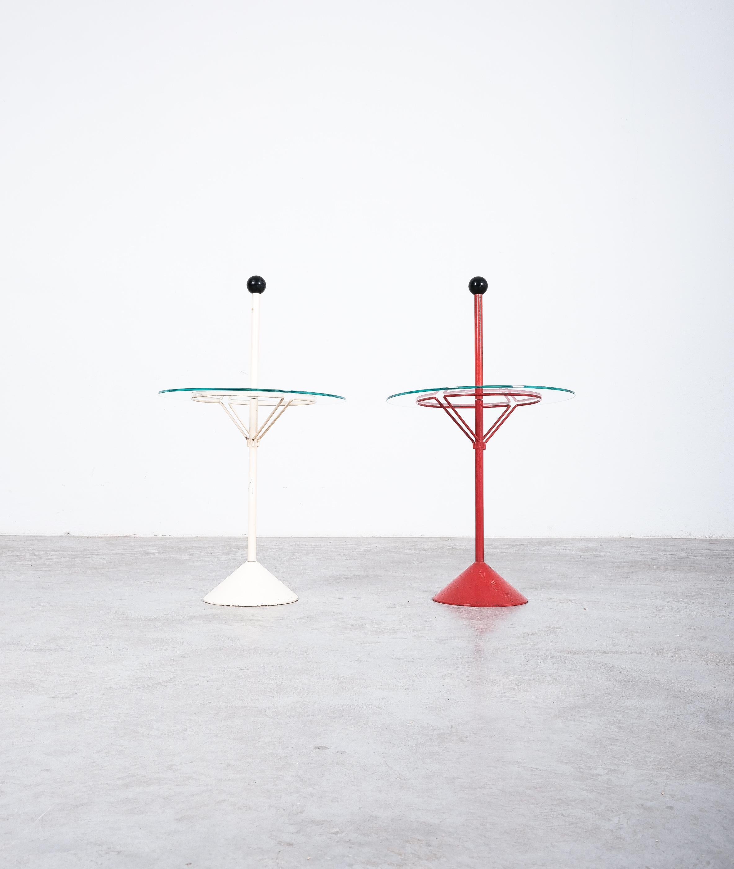 Tables From Metal Red And White Glass, Italy, circa 1970 For Sale 5