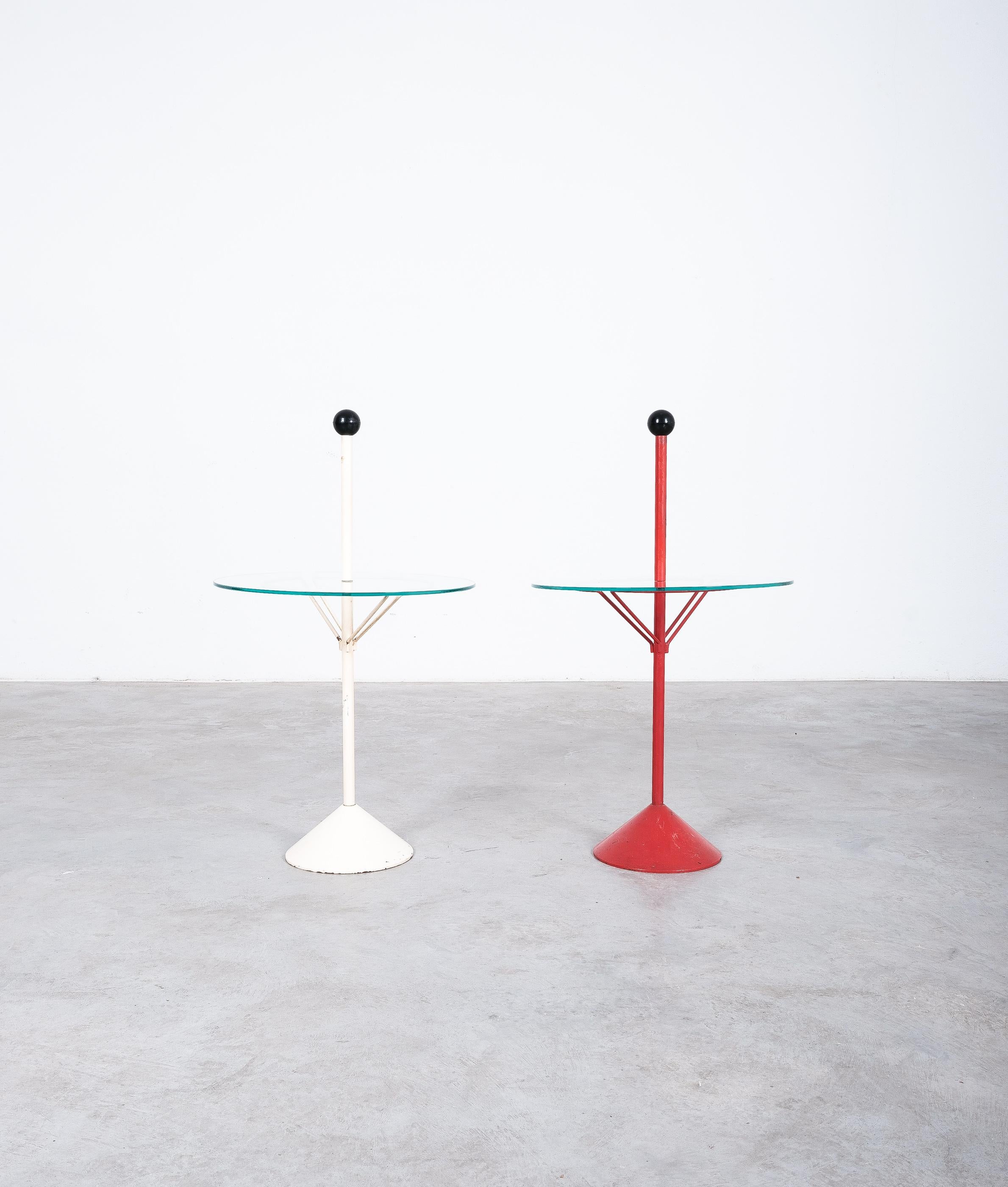 Tables From Metal Red And White Glass, Italy, circa 1970 For Sale 6