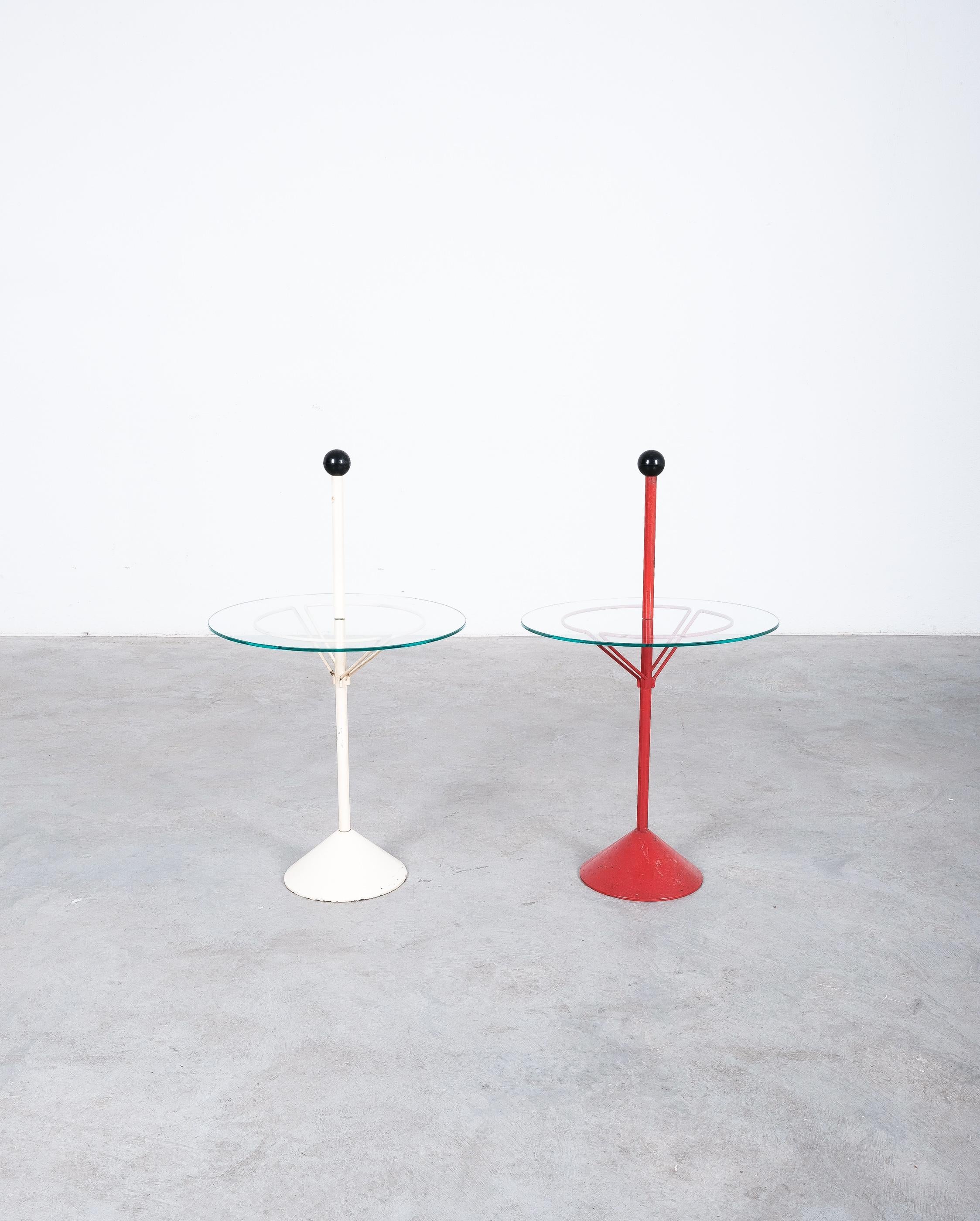 Tables From Metal Red And White Glass, Italy, circa 1970 For Sale 7
